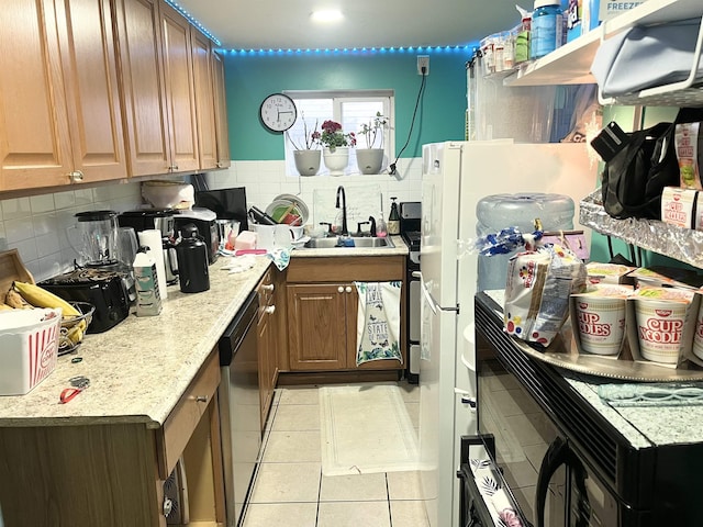 304 51st St, West New York, NJ 07093 - kitchen featuring stainless steel dishwasher, light tile patterned floors, and tasteful backsplash