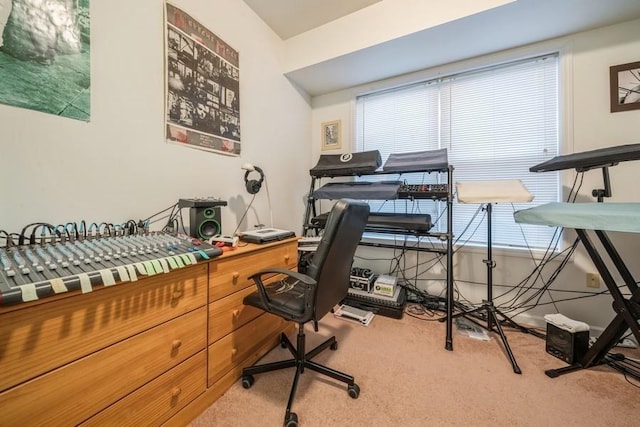 view of carpeted office space