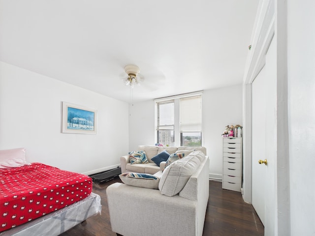 61 65th St Unit 10, West New York, NJ 07093 - bedroom featuring dark wood-type flooring and a ceiling fan