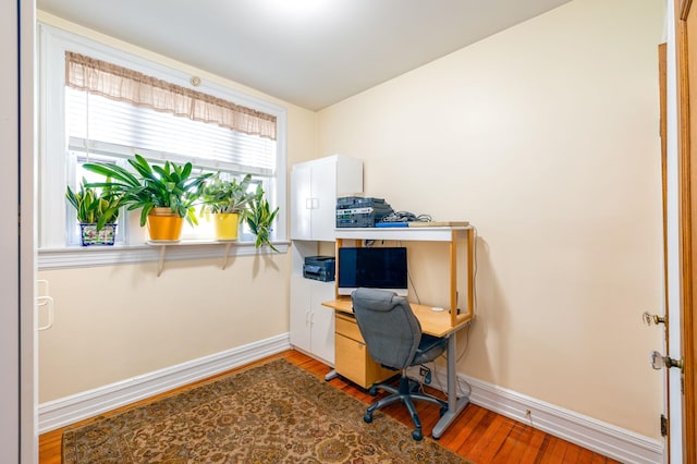 office space with hardwood / wood-style flooring