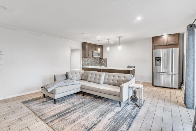 2200 Paterson Plank Rd Unit 23, North Bergen, NJ 07047 - living area with wood tiled floors, baseboards, and recessed lighting