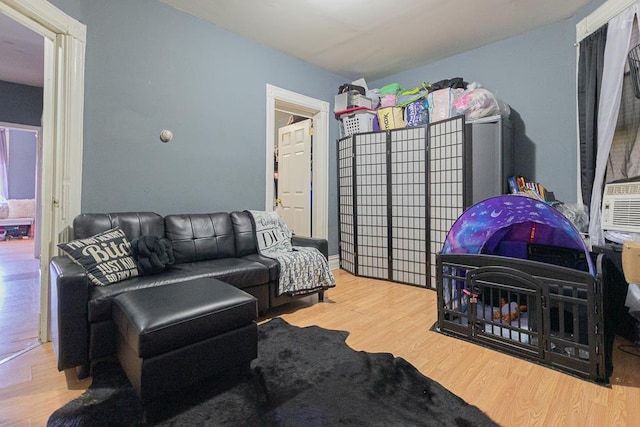 living room with hardwood / wood-style flooring