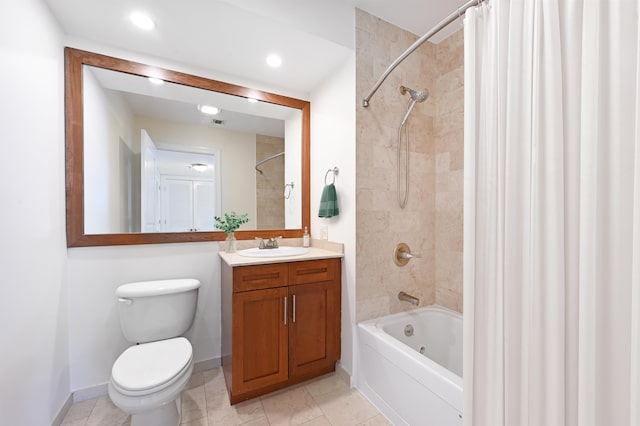 136 41st St Unit 103, Union City, NJ 07087 - bathroom featuring shower / bath combination with curtain, vanity, recessed lighting, baseboards, and toilet