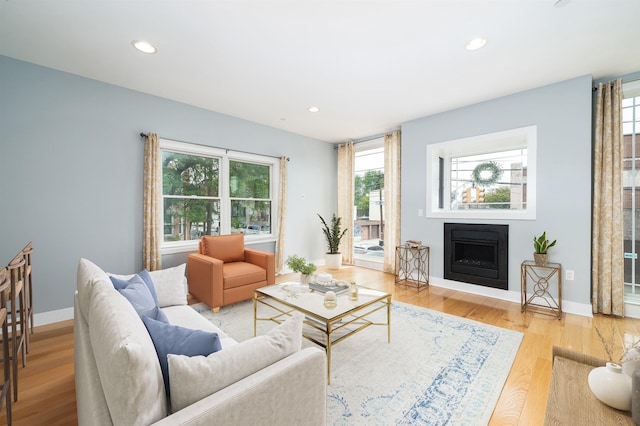 31 Ravine Ave Unit 1, Jersey City, NJ 07307 - living area with plenty of natural light, a fireplace, recessed lighting, wood finished floors, and baseboards