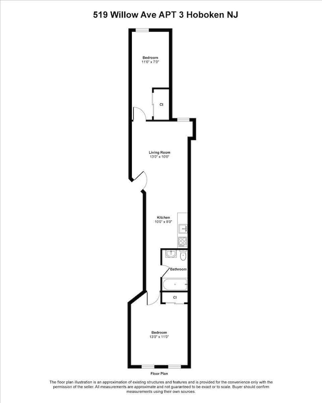 519 Willow Ave Unit 3, Hoboken, NJ 07030 - property floor plan