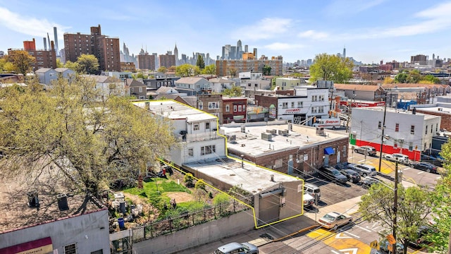 aerial view with a city view