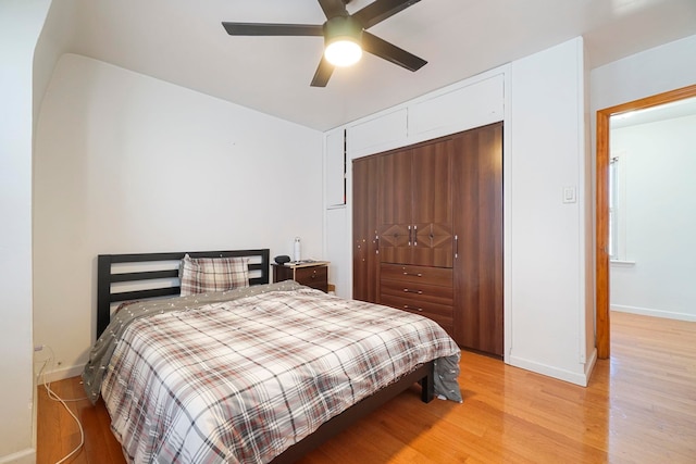 1224 80th St, North Bergen, NJ 07047 - bedroom featuring light wood finished floors, a closet, and a ceiling fan