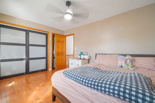 1224 80th St, North Bergen, NJ 07047 - bedroom with wood finished floors and ceiling fan