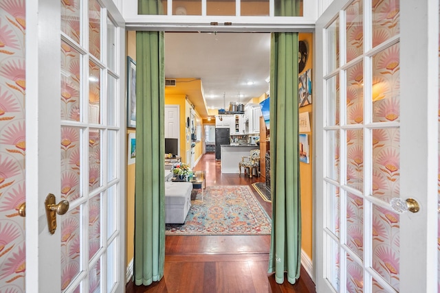 352 7th St Unit 3, Jersey City, NJ 07302 - corridor with french doors and wood finished floors