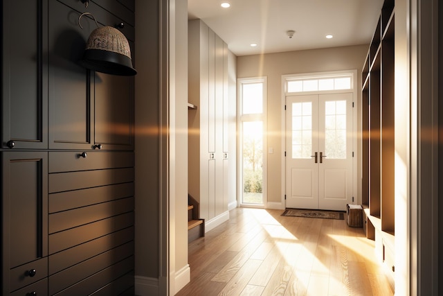 572 Gregory Ave, Weehawken, NJ 07086 - foyer featuring light wood-style flooring and recessed lighting