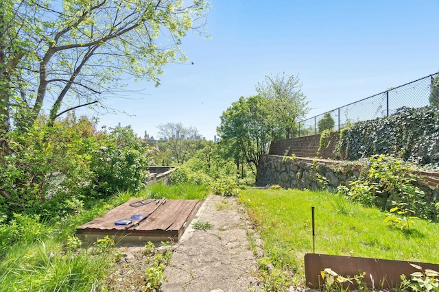 view of yard featuring fence
