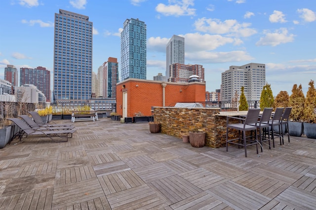 view of patio with exterior bar