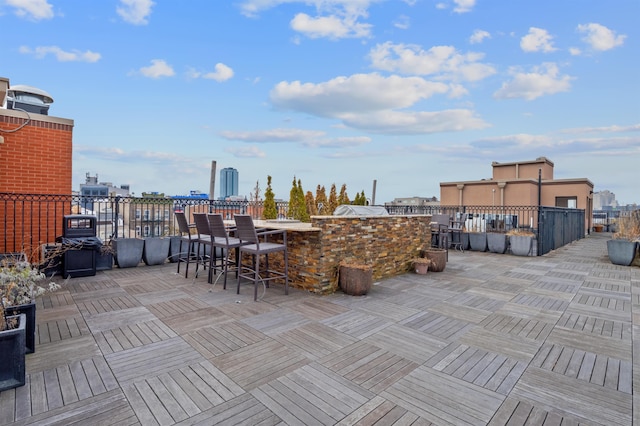 view of patio / terrace featuring a bar