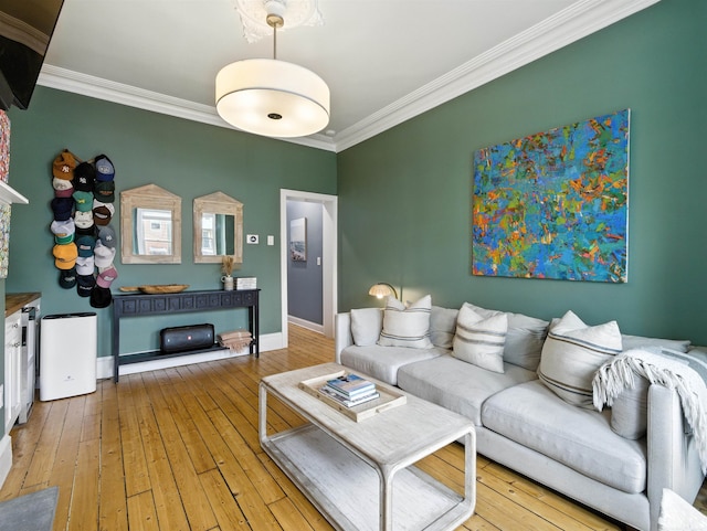75 Reservoir Ave, Jersey City, NJ 07307 - living room featuring ornamental molding and hardwood / wood-style flooring