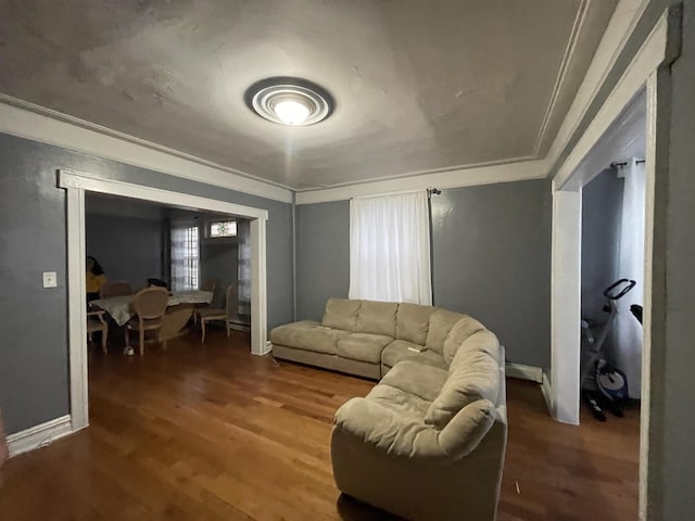 33 Clerk St, Jersey City, NJ 07305 - living area with wood finished floors, ornamental molding, and baseboards