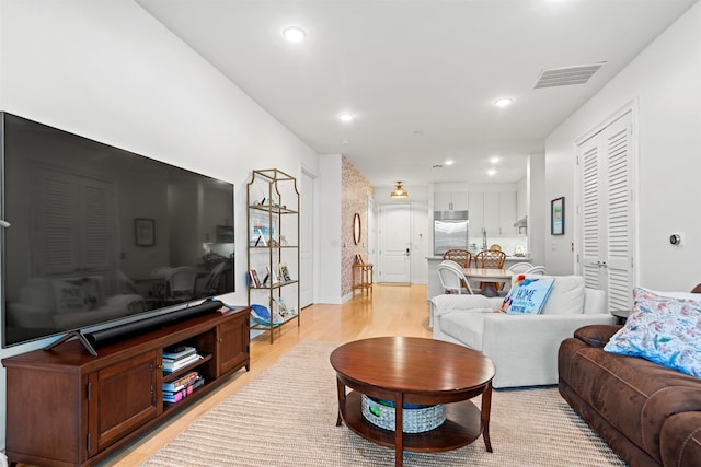 living room featuring light hardwood / wood-style flooring