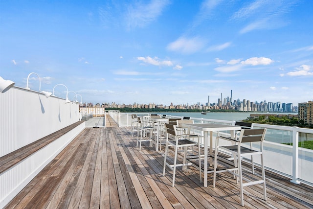 deck with a water view