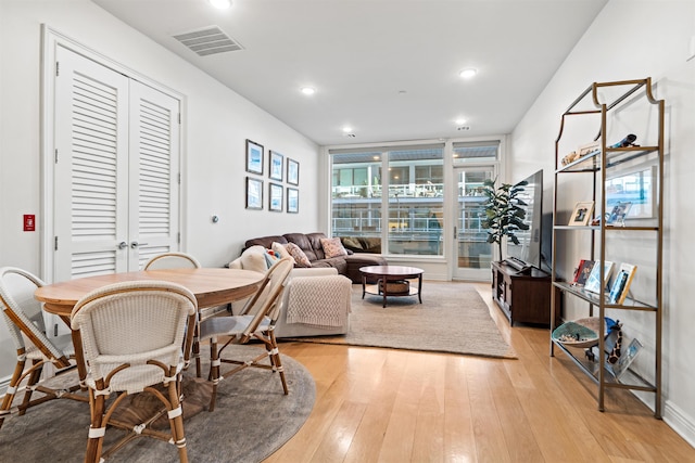 dining area featuring light hardwood / wood-style floors