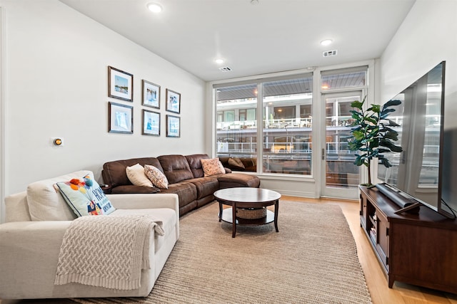 living room featuring light hardwood / wood-style floors