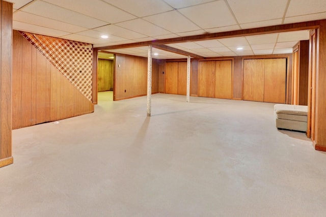 76 Central Ave, Secaucus, NJ 07094 - finished below grade area featuring wood walls, a drop ceiling, and recessed lighting