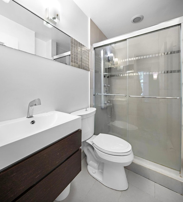 68 Park Ave Unit 3, Hoboken, NJ 07030 - bathroom with a shower stall, vanity, and tile patterned flooring