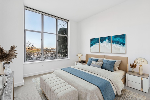 bedroom with baseboards and carpet floors