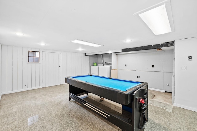 80 E 24th St, Bayonne, NJ 07002 - playroom with washing machine and clothes dryer, billiards, and baseboards