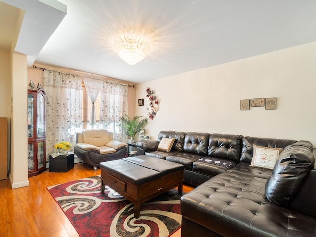 living room with wood finished floors