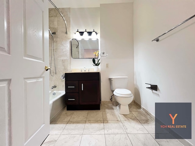 1100 River Rd, Edgewater, NJ 07020 - bathroom featuring bathing tub / shower combination, vanity, and marble look tiles