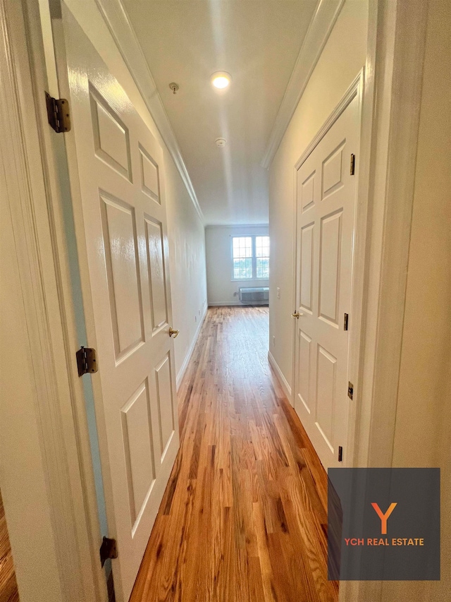 1100 River Rd, Edgewater, NJ 07020 - corridor with crown molding and wood finished floors