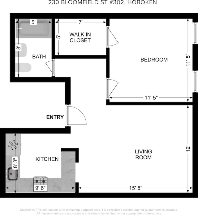 230 Bloomfield St Unit 302, Hoboken, NJ 07030 - home floor plan