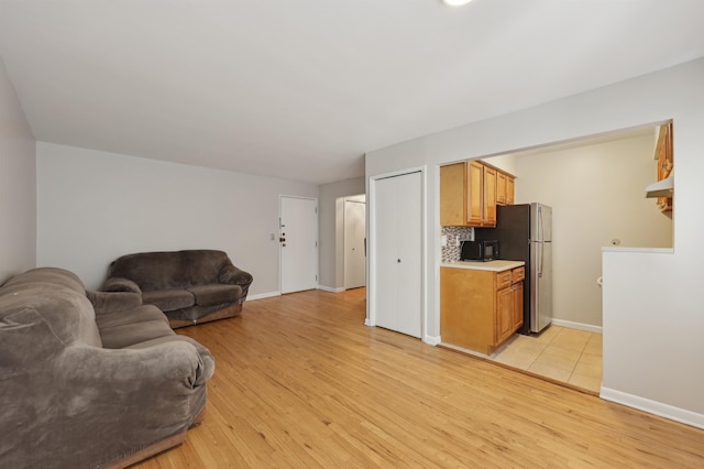 living room with light wood-type flooring