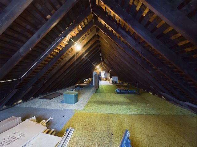 view of unfinished attic