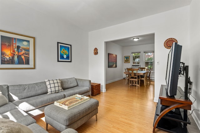 living room featuring light wood-type flooring