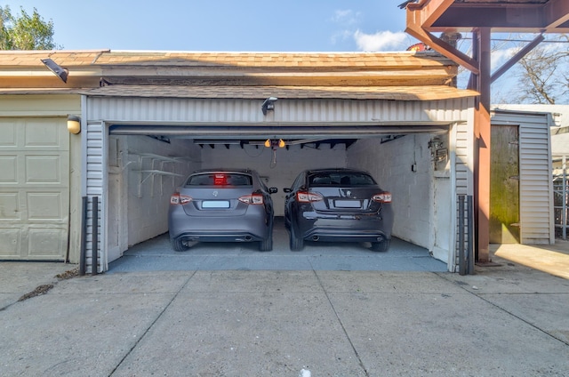 view of garage