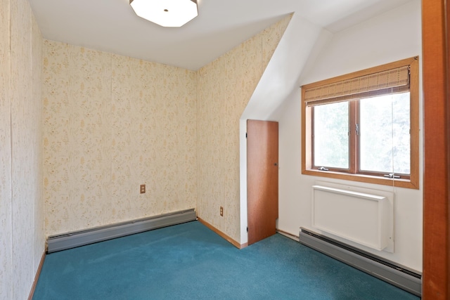 71 W 17th St, Bayonne, NJ 07002 - bonus room featuring a baseboard radiator, carpet flooring, and wallpapered walls