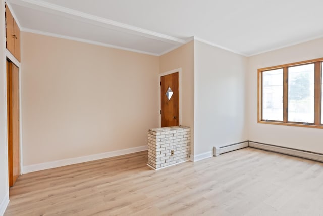 71 W 17th St, Bayonne, NJ 07002 - unfurnished living room with light wood-style floors and ornamental molding