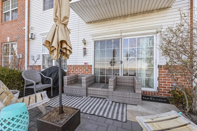 view of patio / terrace with outdoor lounge area and area for grilling