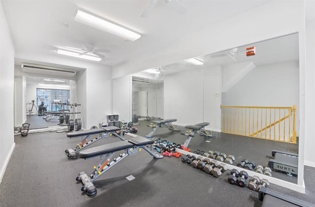 1201 Summit Ave Unit 402, Jersey City, NJ 07307 - exercise room featuring a ceiling fan