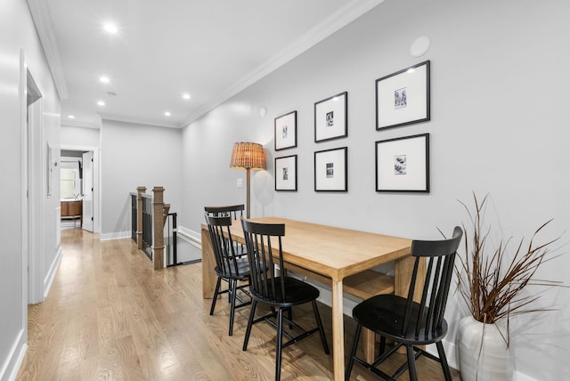 23 Manhattan Ave Unit 1, Jersey City, NJ 07307 - dining room featuring ornamental molding, light wood finished floors, baseboards, and recessed lighting