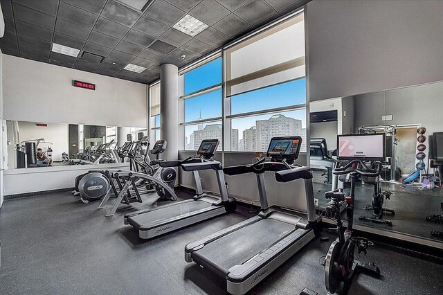 20 Newport Pkwy Unit 1108, Jersey City, NJ 07310 - workout area featuring a towering ceiling, visible vents, and a drop ceiling