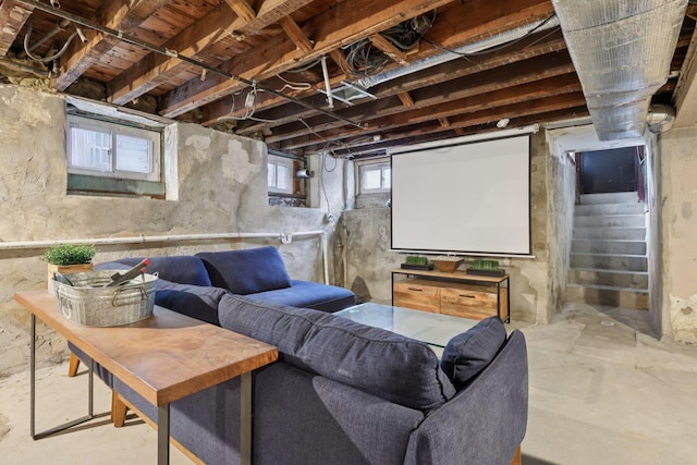 7619 5th Ave, North Bergen, NJ 07047 - cinema room with concrete floors