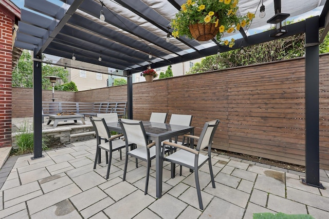 7619 5th Ave, North Bergen, NJ 07047 - fenced backyard featuring a patio, a pergola, and outdoor dining space