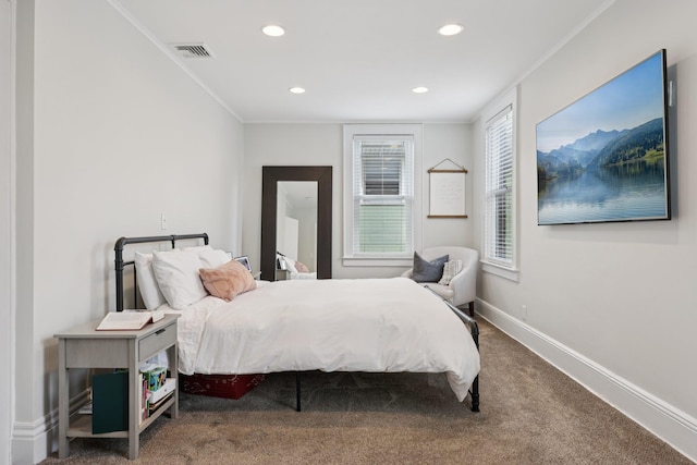 7619 5th Ave, North Bergen, NJ 07047 - bedroom featuring carpet flooring, recessed lighting, and ornamental molding