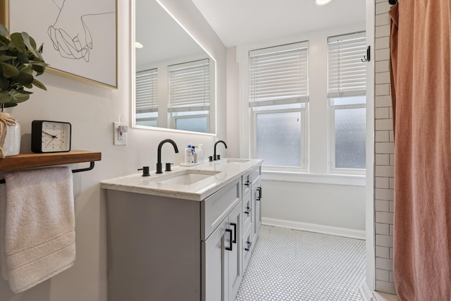 7619 5th Ave, North Bergen, NJ 07047 - full bathroom with double vanity and recessed lighting