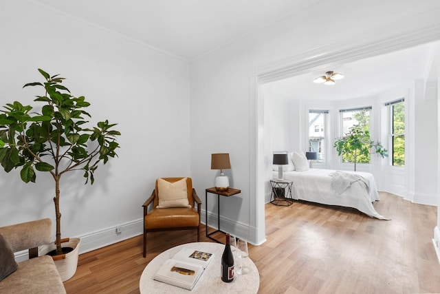 48 Armstrong Ave, Jersey City, NJ 07305 - bedroom with light wood-style floors and ornamental molding