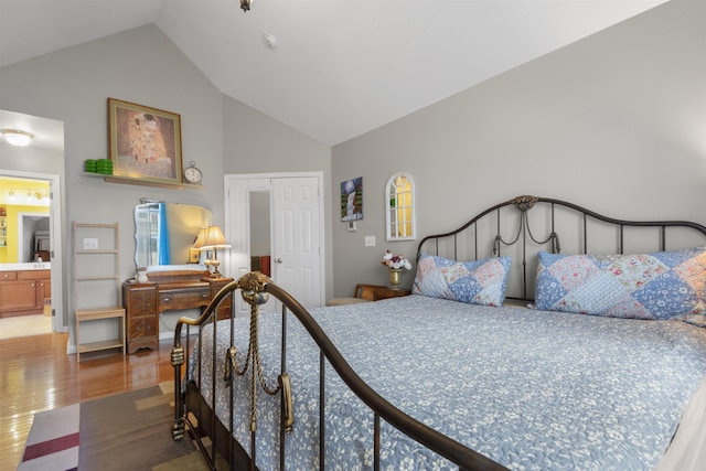 6 Elco Ct, Bayonne, NJ 07002 - bedroom featuring lofted ceiling, wood finished floors, and a closet