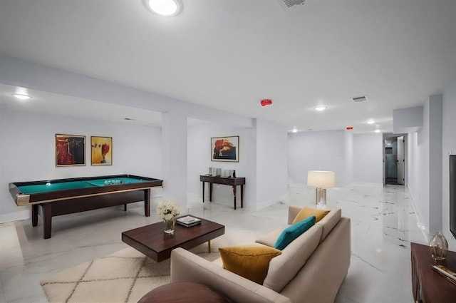 interior space featuring pool table