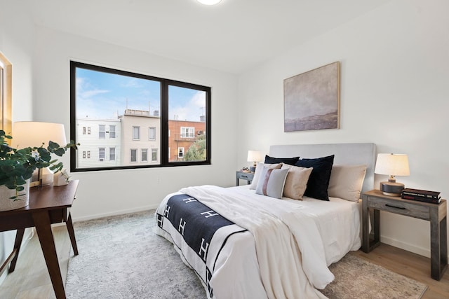 bedroom featuring light hardwood / wood-style flooring