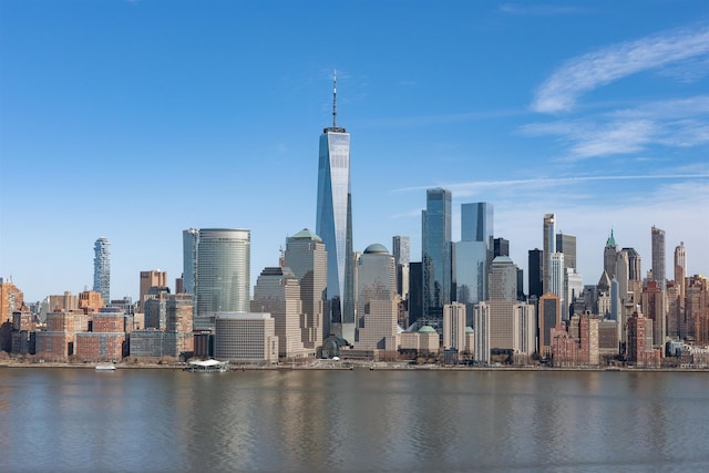 view of city with a water view